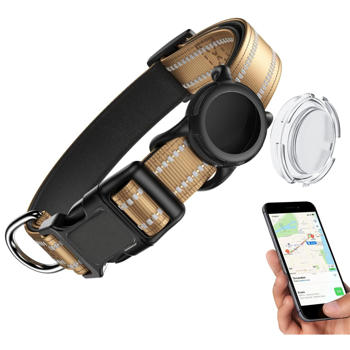 COLLAR PARA PERROS CON SOPORTE PARA LOCALIZADOR