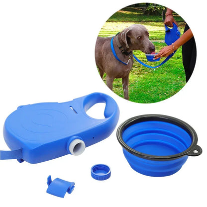 4EN1 CORREA PARA PERROS CON BEBEDERO BOTELLA Y BOLSAS